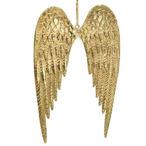 Engelenvleugels om op te hangen metalen vleugels goud 12×19cm 2st