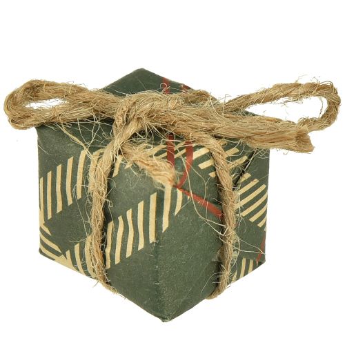 Artikel Papieren geschenkdoosjes miniset, rood-groen-naturel, 2,5x3 cm, 18 stuks - Kerstdecoratie