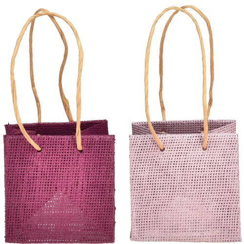 Floristik24 Cadeautasje met handvatten in bordeaux roze 10,5 cm 8 st