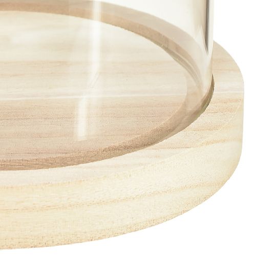 Artikel Glazen latei glazen stolp met voet helder hout Ø14cm H28,5cm