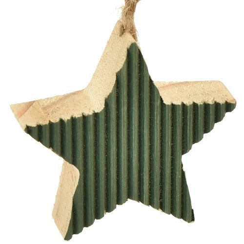 Artikel Houten kerstboomhangerset, hart-boom-ster, mintgroen-wit, 4,5 cm, 9 stuks - kerstversiering