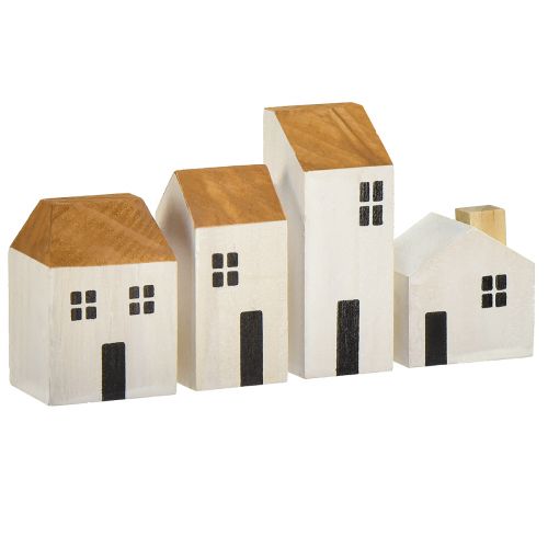 Houten huis decoratieve huizen hout wit bruin 4,5-8cm 4st