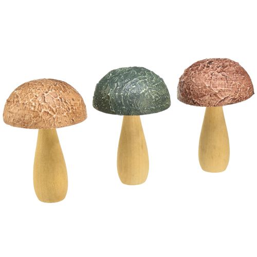 Houten paddenstoelen decoratieve paddenstoelen herfstdecoratie hout assorti 11×7,5cm 3st