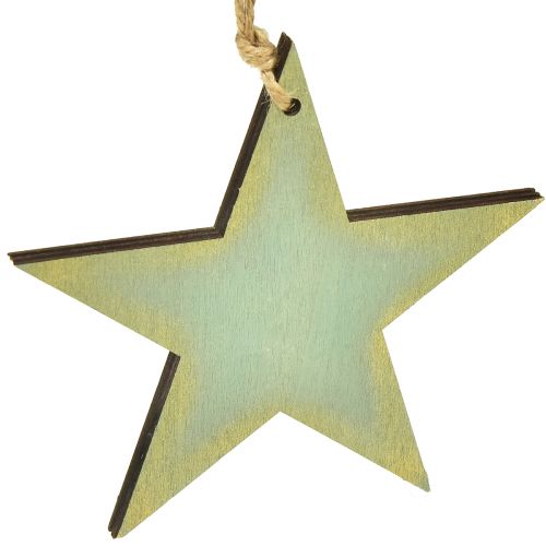 Artikel Houten sterren voor het ophangen van raamdecoratie mint goud 12/20/26cm set van 3