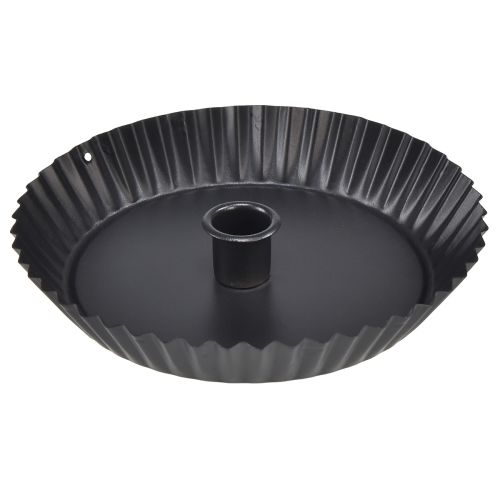 Originele metalen kandelaar in taartvorm – zwart, Ø 18 cm – stijlvolle tafeldecoratie – 4 stuks