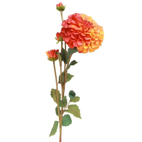 Kunst Dahlia Decoratieve Bloemen Oranje Rood Ø10 L80cm 2st