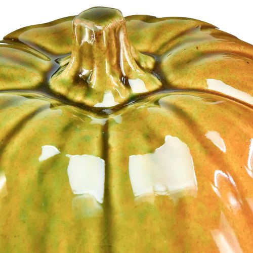 Artikel Decoratieve keramische pompoen in felgroene tinten - 17,5 cm - perfect voor herfsttafeldecoratie