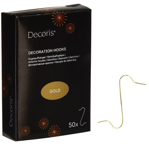 Floristik24 Golden Decoration Hooks Kerstballenhangers, 50 stuks - Elegante hangers voor kerstballen en kerstversieringen