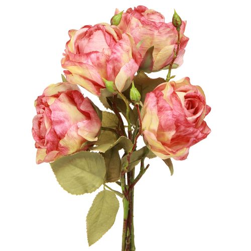 Floristik24 Kunstrozen roze decoratieve rozen met knoppen L44cm 4 st