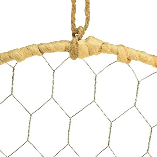 Artikel Metalen sierring om op te hangen Raffia Zilver Naturel Ø28cm 4 st