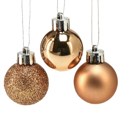 Mini kerstboomballen brons breukvast Ø3cm H3,5cm 14st