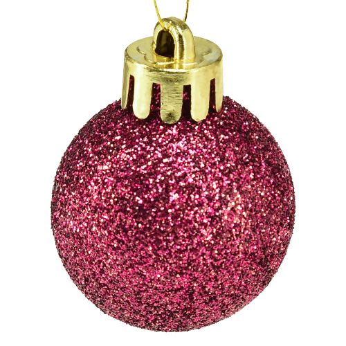 Artikel Mini kerstboomballen roze breukvast Ø3cm H3,5cm 14st