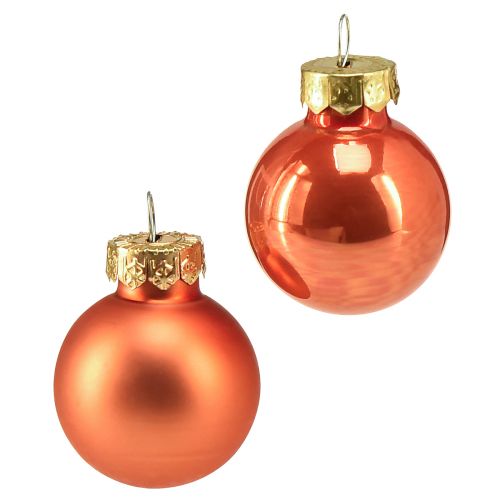 Mini kerstballen glas oranje pompoen Ø2,5cm 22st