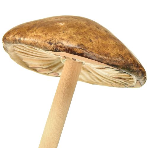 Artikel Decoratieve paddenstoelen op stok, bruin, 5,5 cm, 6 stuks - herfsttuin- en woonkamerdecoratie