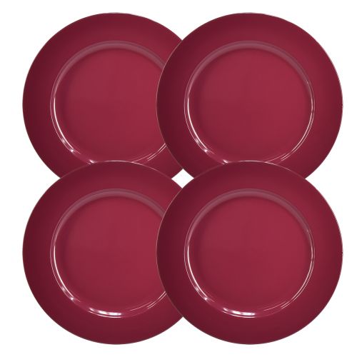 Veelzijdige donkerrode plastic borden 4 stuks - 28 cm, perfect voor decoratie en buitengebruik