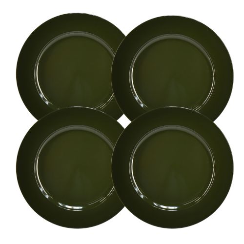 Artikel Elegant donkergroen plastic bord - 28 cm - Ideaal voor stijlvolle tafelarrangementen en decoratie