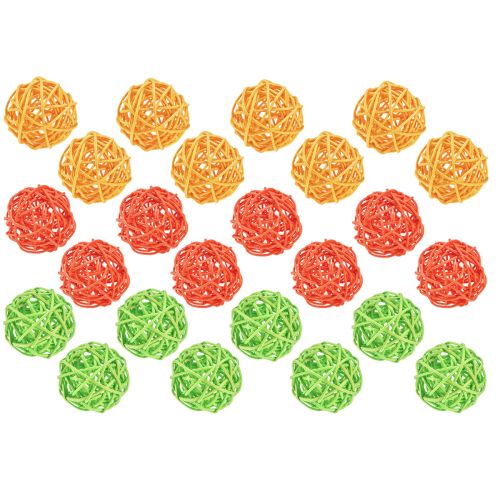 Artikel Rotan ballen tafeldecoratie rotan groen geel oranje assorti Ø5cm 24 st