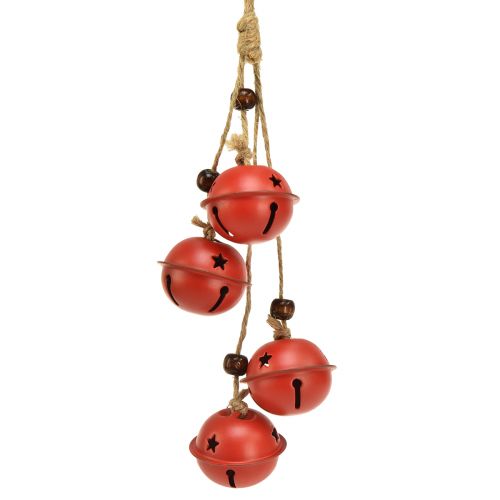 Bellenhanger kerstklokken rood 28cm set van 2