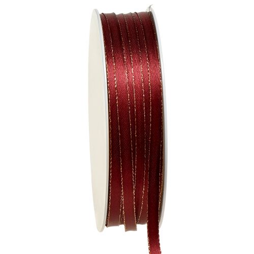 Floristik24 Decoratief lint donkerrood goud Kerstlint B6mm L50m