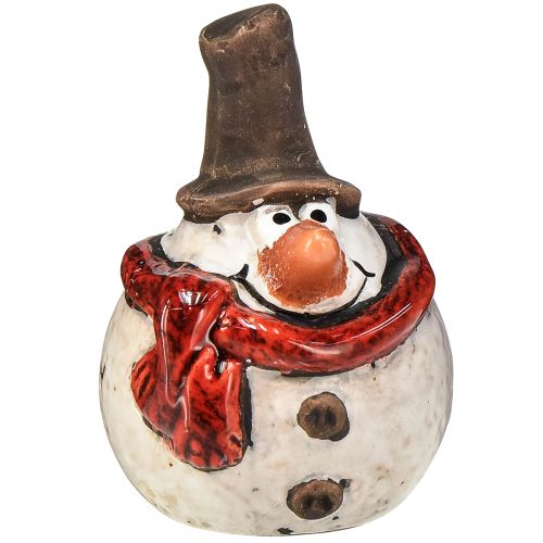 Sneeuwpopfiguur van keramiek, wit, 6,9 cm – winterse kerstdecoratie – 6 st