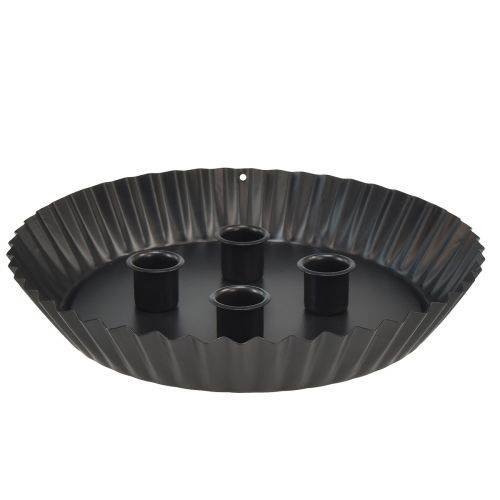 Artikel Design metalen kandelaars in taartvorm, 2 stuks - zwart, Ø 24 cm - elegante tafeldecoratie voor 4 kaarsen