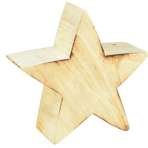 Rustieke decoratieve ster van hout - natuurlijke houtlook, 20x7 cm - veelzijdige kamerdecoratie