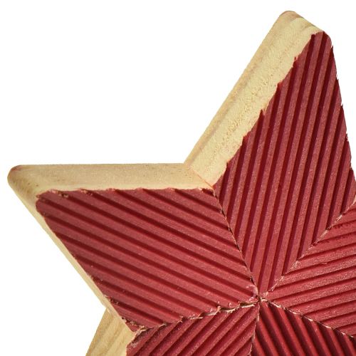 Artikel Houten kerststerren sterren gecanneleerd rood naturel 11cm 3 st