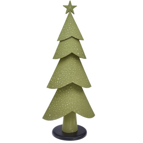 Kerstboom metaal hout zilver groene sterren vintage H75cm