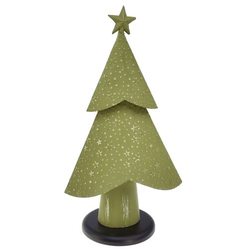Kerstboom metaal hout sterren zilvergroen H46,5cm