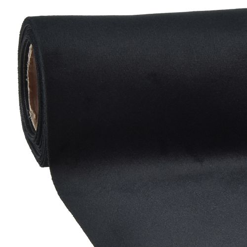 Fluwelen tafelloper zwart, glanzende decoratiestof, 28×270cm - elegante tafelloper voor feestelijke gelegenheden