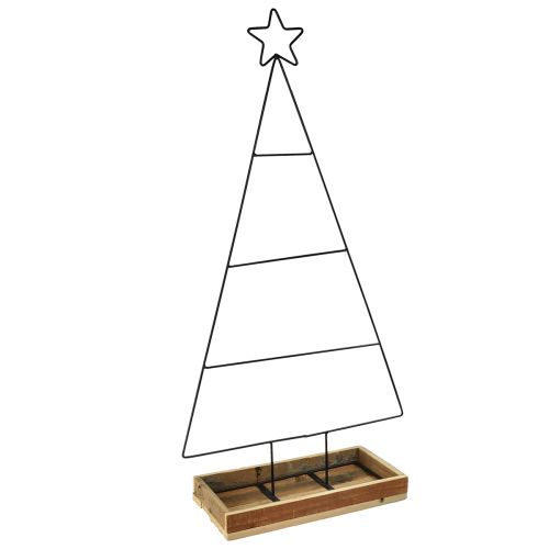 Artikel Metalen kerstboom met houten sierblad, 98,5 cm - Moderne kerstdecoratie