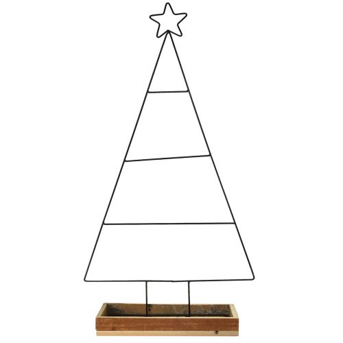 Artikel Metalen kerstboom met houten sierblad, 98,5 cm - Moderne kerstdecoratie