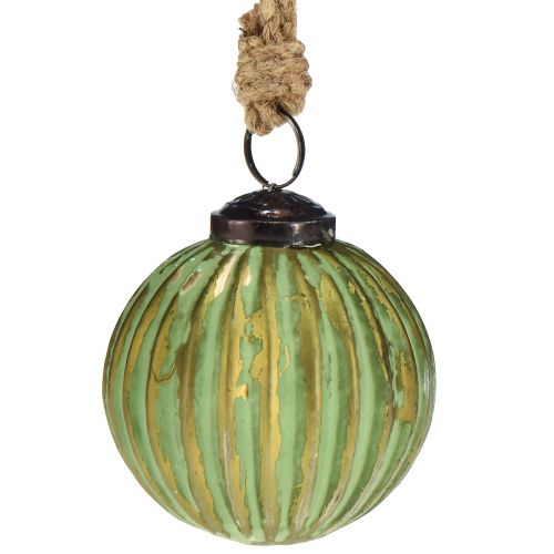 Kerstballen glas groen goud glazen bollen Ø7cm 6st