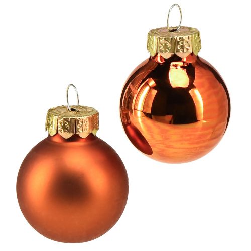 Kerstballen oranje mini glazen bollen Ø2,5cm 22st