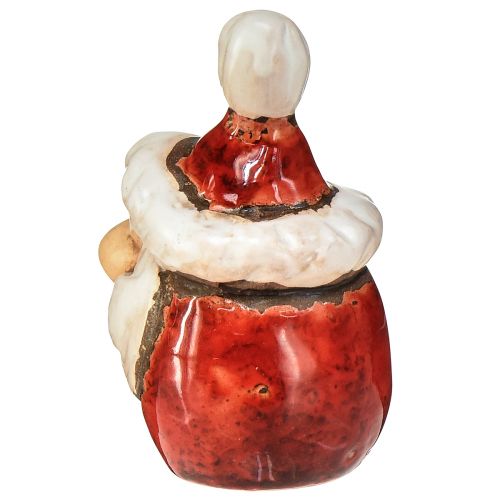 Artikel Kerstmanfiguur van keramiek, rood, 7 cm – Feestelijke kerstversiering – 6 st