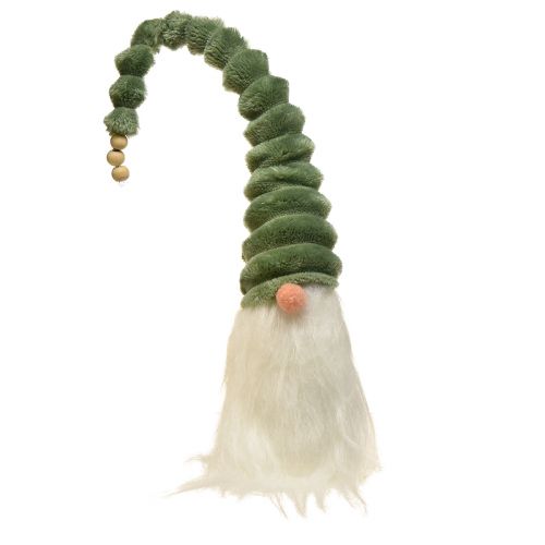 Feestelijke kabouter met groene spiraalhoed en witte baard 65cm - Scandinavische kerstmagie voor thuis - 2 stuks