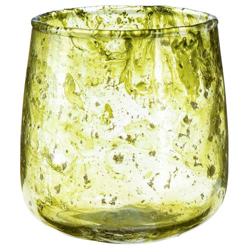 Artikel Lantaarn glasdecoratie vintage geelgroen Ø9cm H9,5cm