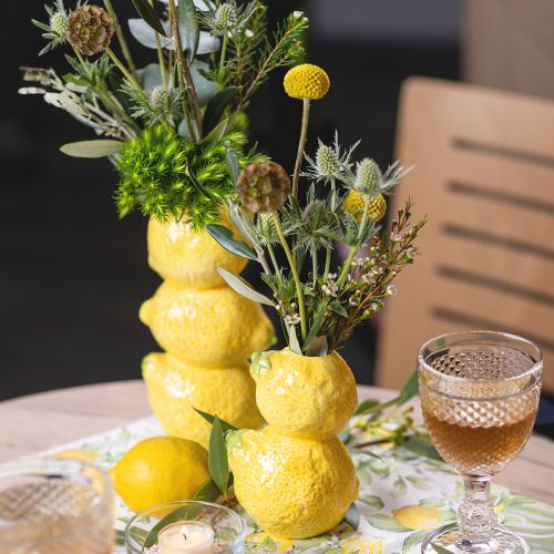 Artikel Citroenvaas bloemenvaas geel zomerdecoratie keramiek H20cm