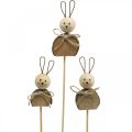 Floristik24 Bunny bloem stok hout roest Paashaas decoratie natuur 8cm 8st