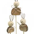 Floristik24 Bunny bloem stok hout roest Paashaas decoratie natuur 8cm 8st