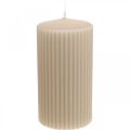 Floristik24 Stompkaarsen beige groefkaars 70/130mm 4st