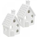 Floristik24 Windlicht huis keramiek licht huis Advent wit H14cm 2st