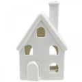 Floristik24 Windlicht huis keramiek licht huis Advent wit H14cm 2st