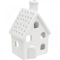 Floristik24 Windlicht huis keramiek licht huis Advent wit H14cm 2st