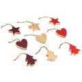 Floristik24 Kerstboomversiering houten hart sterboom rood 4,5 cm 9st