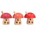 Floristik24 Decoratief paddestoelen houten huisje rood oranje houten decoratie 6×5cm 6st