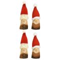 Floristik24 Decoratieve kabouter houten kerstkabouter met hoed rood naturel 10/12cm 4st