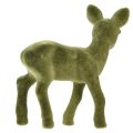 Floristik24 Decoratief figuur hert reekleurig gevlokt Kerstfiguren groen 10,5cm 6 st