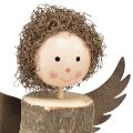 Floristik24 Engel met krullen houten decoratie Kerstmis naturel H15cm 3st