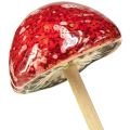 Floristik24 Paddestoelen op stokje, rood, 4cm, set van 6 - decoratieve tuinpaddestoelen voor herfstdecoratie